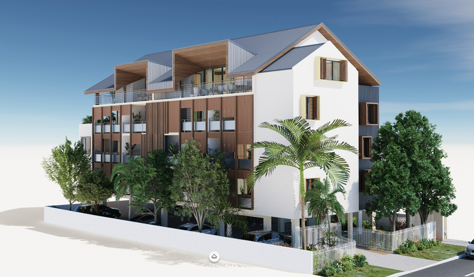 Les Madeleines, vue 3D de la façade côté jardin