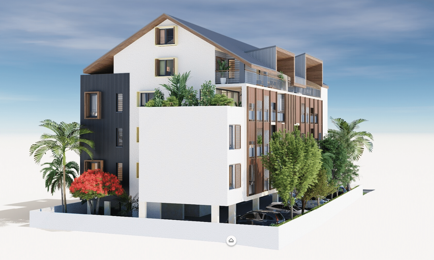 Les Madeleines, vue 3D du toit-terrasse végétalisé