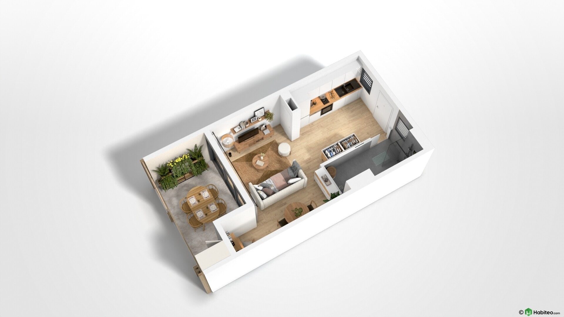 Plan 3D Les Madeleines T1 · 31 m²